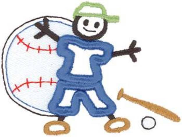 Picture of 3D Baseball Player Machine Embroidery Design