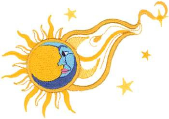 3D Sun and Moon Machine Embroidery Design