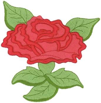 3D Red Rose Machine Embroidery Design