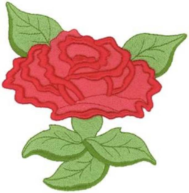 Picture of 3D Red Rose Machine Embroidery Design