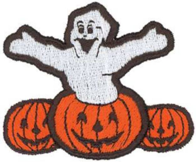 Picture of 3D Ghost & Pumpkins Machine Embroidery Design
