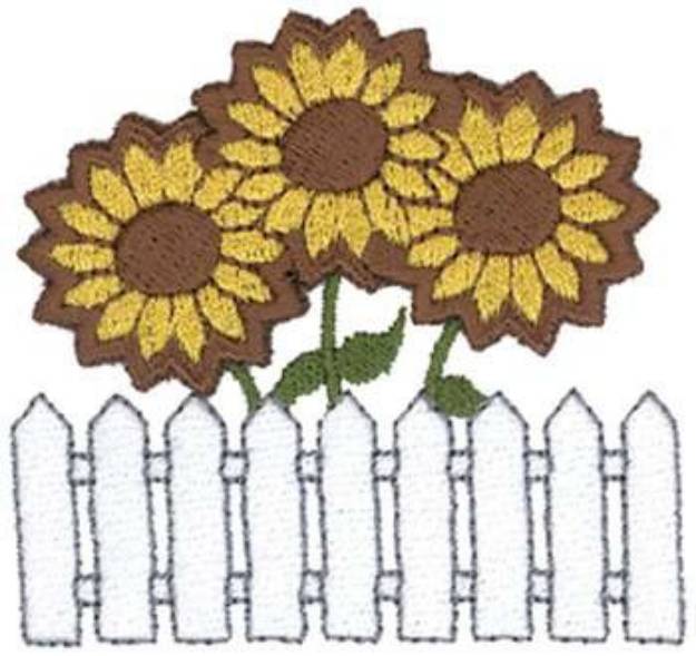 Picture of 3D Sunflowers & Fence Machine Embroidery Design