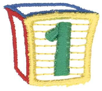 3D Number Block 1 Machine Embroidery Design