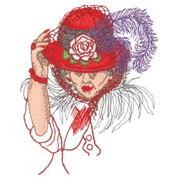 Lady With Hat Machine Embroidery Design