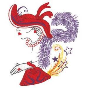 Picture of Lady & Hat Silhouette Machine Embroidery Design
