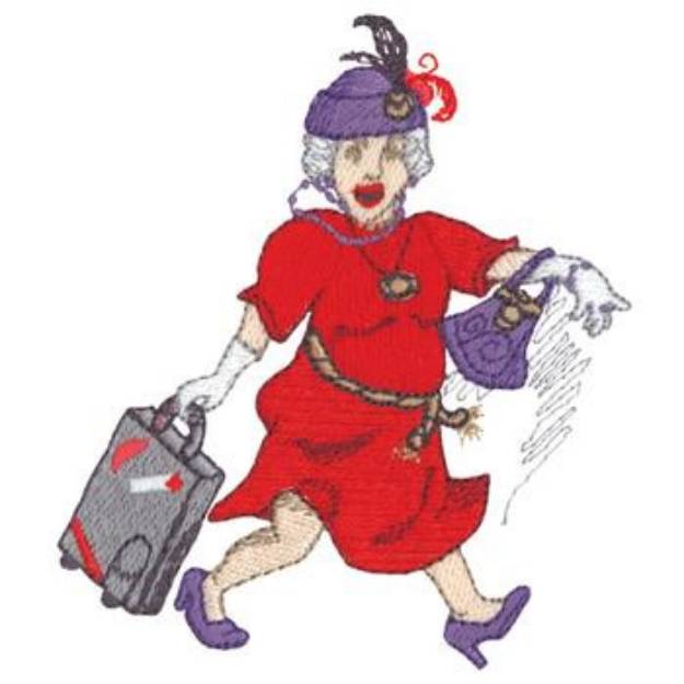 Picture of Lady Traveler Machine Embroidery Design
