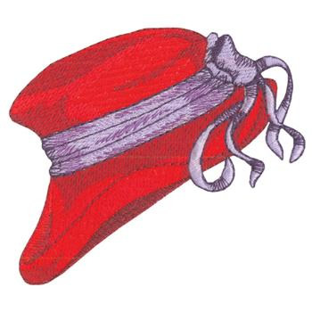 Hat with Ribbons Machine Embroidery Design