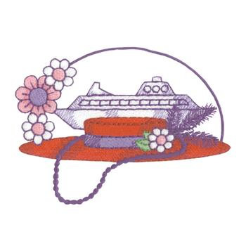 Red Hat & Ship Machine Embroidery Design