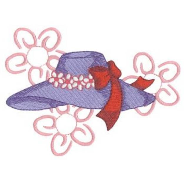 Picture of Hat and Flowers Machine Embroidery Design