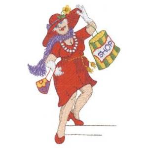 Picture of Lady Shopper Machine Embroidery Design