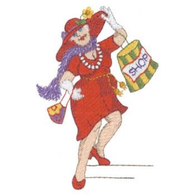 Picture of Lady Shopper Machine Embroidery Design