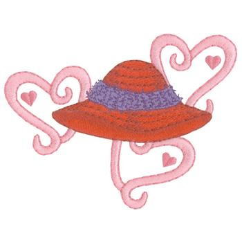 Hat & Hearts Machine Embroidery Design