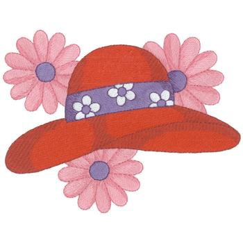 Hat & Daisies Machine Embroidery Design