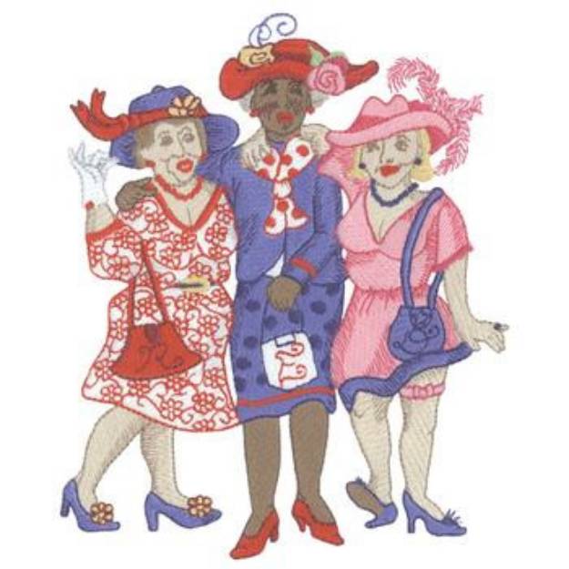 Picture of Red Hat Gals Machine Embroidery Design