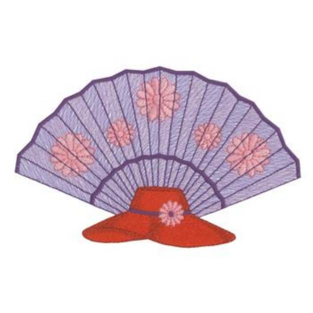 Picture of Red Hat & Fan Machine Embroidery Design