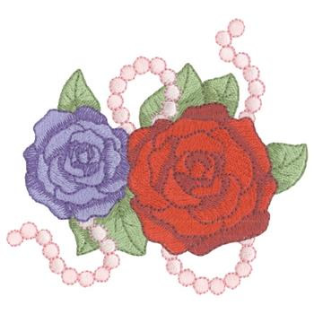 Roses With Pearls Machine Embroidery Design