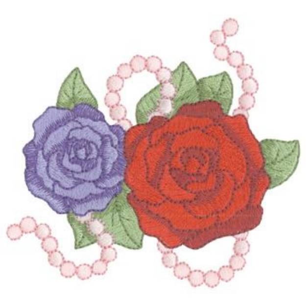 Picture of Roses With Pearls Machine Embroidery Design