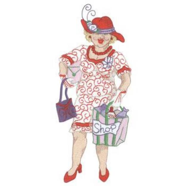 Picture of Red Hat Shopper Machine Embroidery Design
