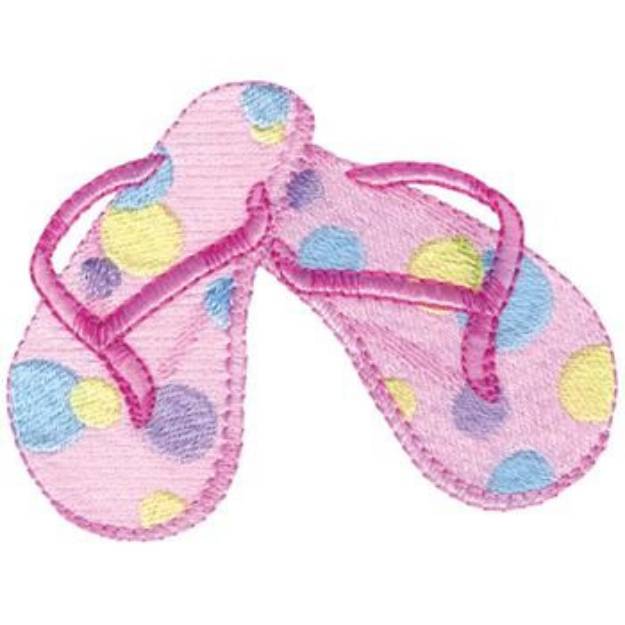 Picture of Polka Dot Flip Flops Machine Embroidery Design