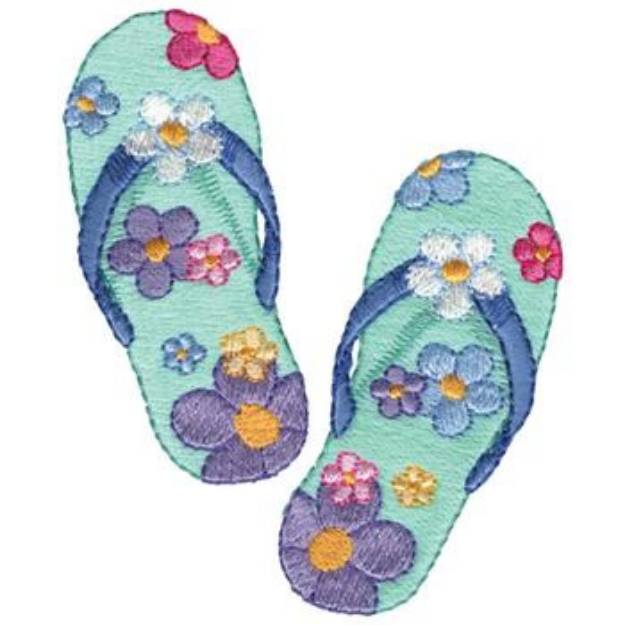 Picture of Floral Flip Flop Machine Embroidery Design