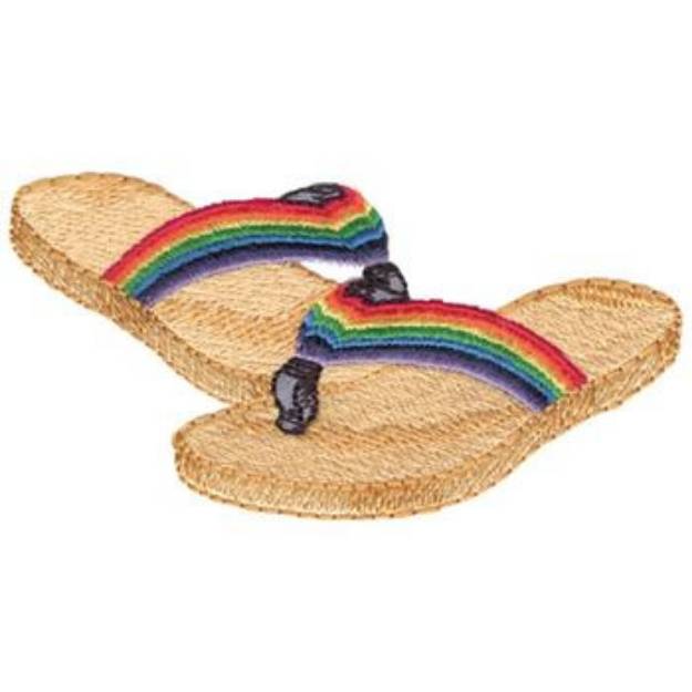 Picture of Rainbow Flip Flops Machine Embroidery Design