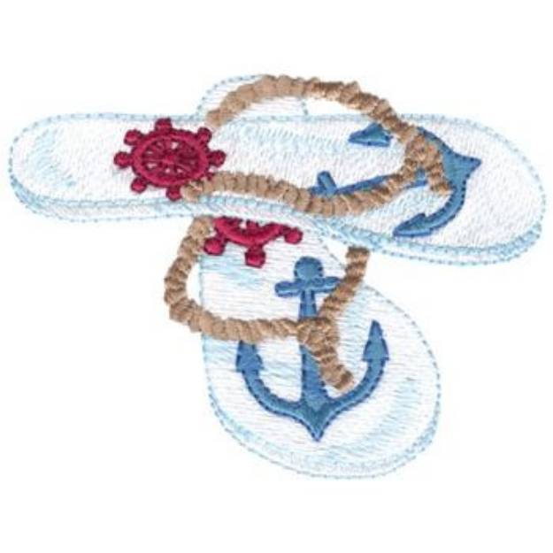 Picture of Nautical Flip Flops Machine Embroidery Design