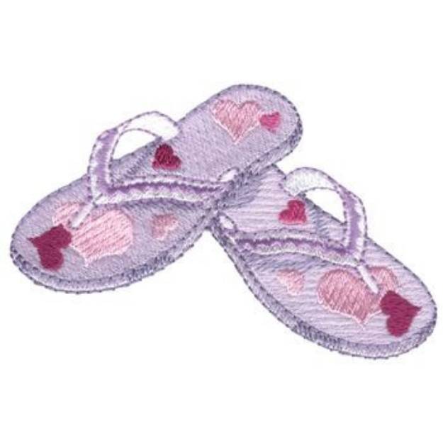 Picture of Heart Flip Flops Machine Embroidery Design