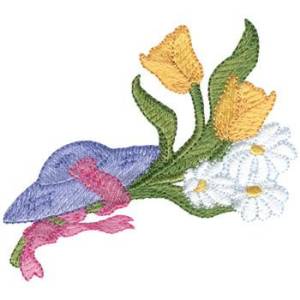 Picture of Hat and Spring Flowers Machine Embroidery Design