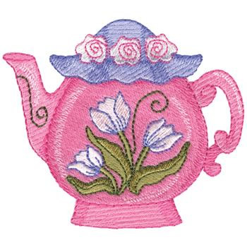 Spring Tea Pot Machine Embroidery Design