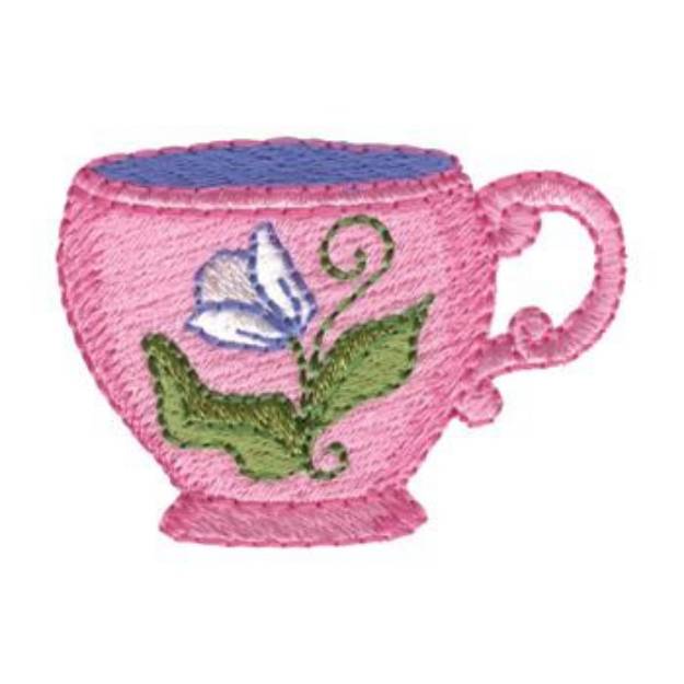 Picture of Pink Tea Cup Machine Embroidery Design