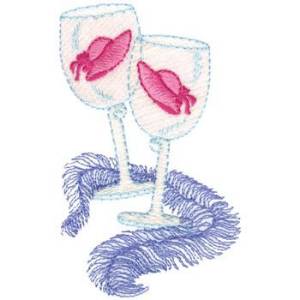 Picture of Hat Wine Glasses Machine Embroidery Design