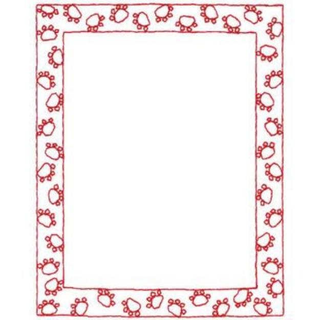 Picture of Paw Prints Frame Machine Embroidery Design