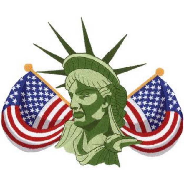 Picture of Flags & Lady Liberty Machine Embroidery Design