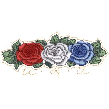Patriotic Roses Machine Embroidery Design