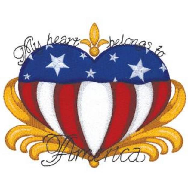 Picture of My Heart Belongs To America Machine Embroidery Design