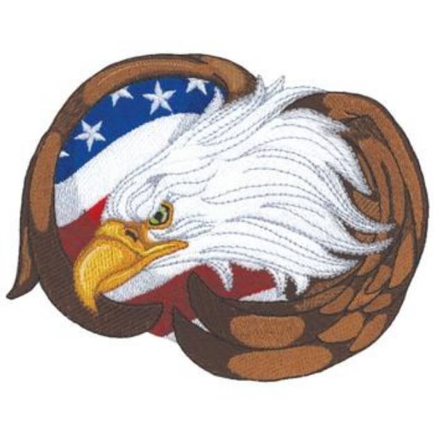 Picture of Eagle With Flag Machine Embroidery Design