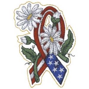 Picture of Flag Ribbon w/Daisies Machine Embroidery Design