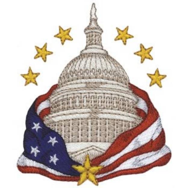 Picture of US Capitol w/Flag Machine Embroidery Design