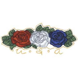 Picture of Red, White & Blue Roses Machine Embroidery Design