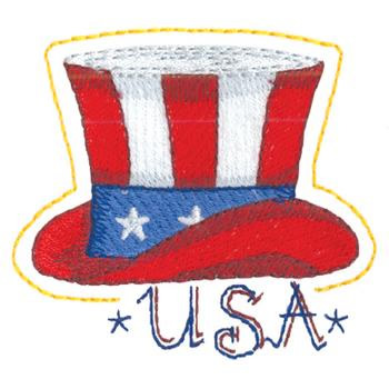 USA Tophat Machine Embroidery Design
