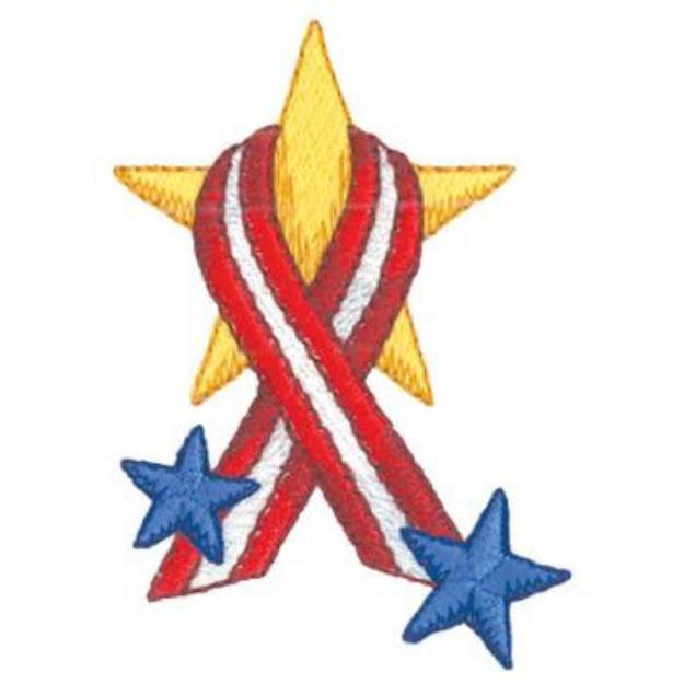 Picture of Awareness Ribbon & Stars Machine Embroidery Design