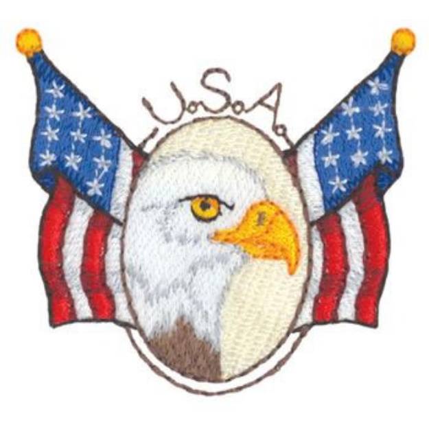 Picture of Eagle and Flags Machine Embroidery Design