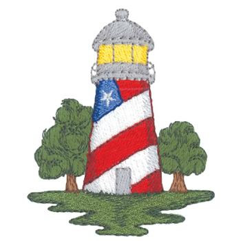 Patriotic Lighthouse Machine Embroidery Design