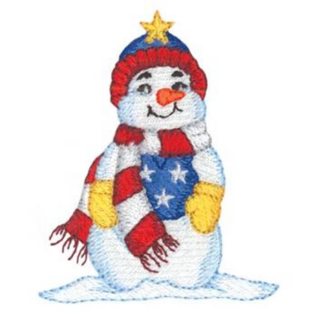 Picture of Patriotic Snowman Machine Embroidery Design