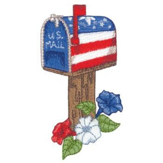 Picture of Patriotic Mailbox Machine Embroidery Design