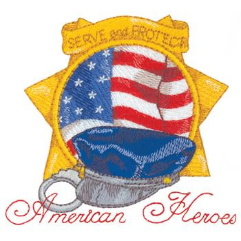 American Heros Police Machine Embroidery Design