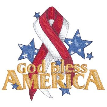 USA Awareness Ribbon Machine Embroidery Design
