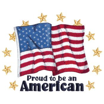 American Flag Machine Embroidery Design
