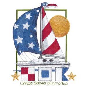 Picture of USA Sailboat Machine Embroidery Design