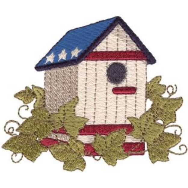 Picture of Americana Birdhouse Machine Embroidery Design